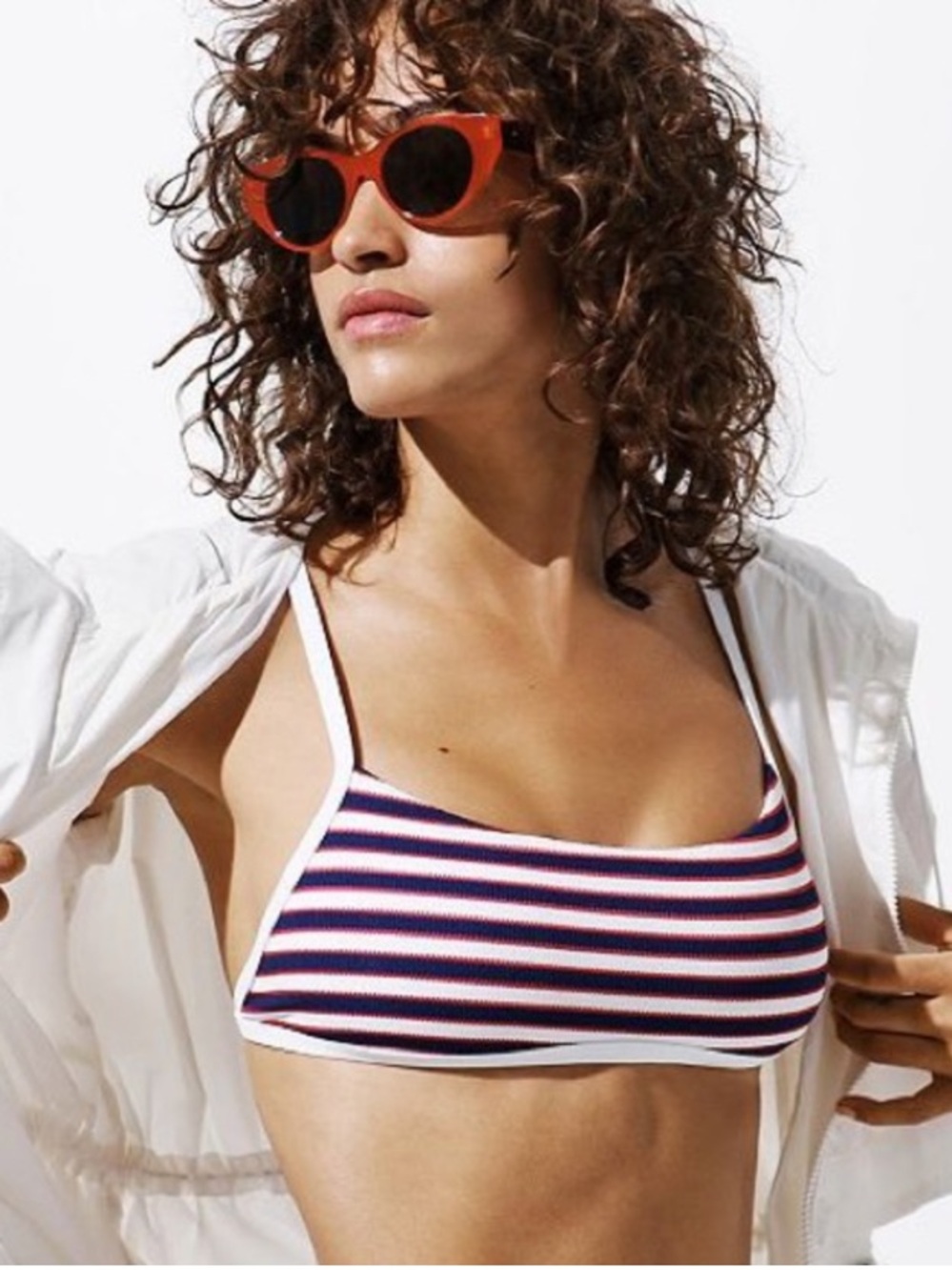 L*SPACE Bikini Top NWT Gemma in Lay the line Striped Red White Blue Size S